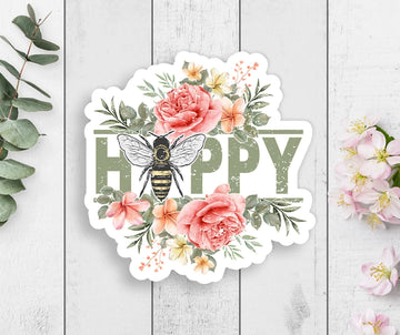 Bee Happy Vinyl Sticker