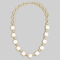 Cushion Stone Station Rope Link Necklace