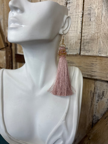Dusty Pink Fringe Earrings