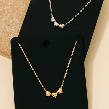 Triple Heart Charms Chain Necklace