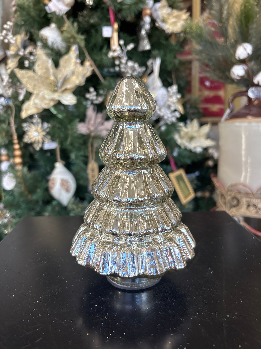 Silver Mercury Glass Christmas Tree - 6.5"