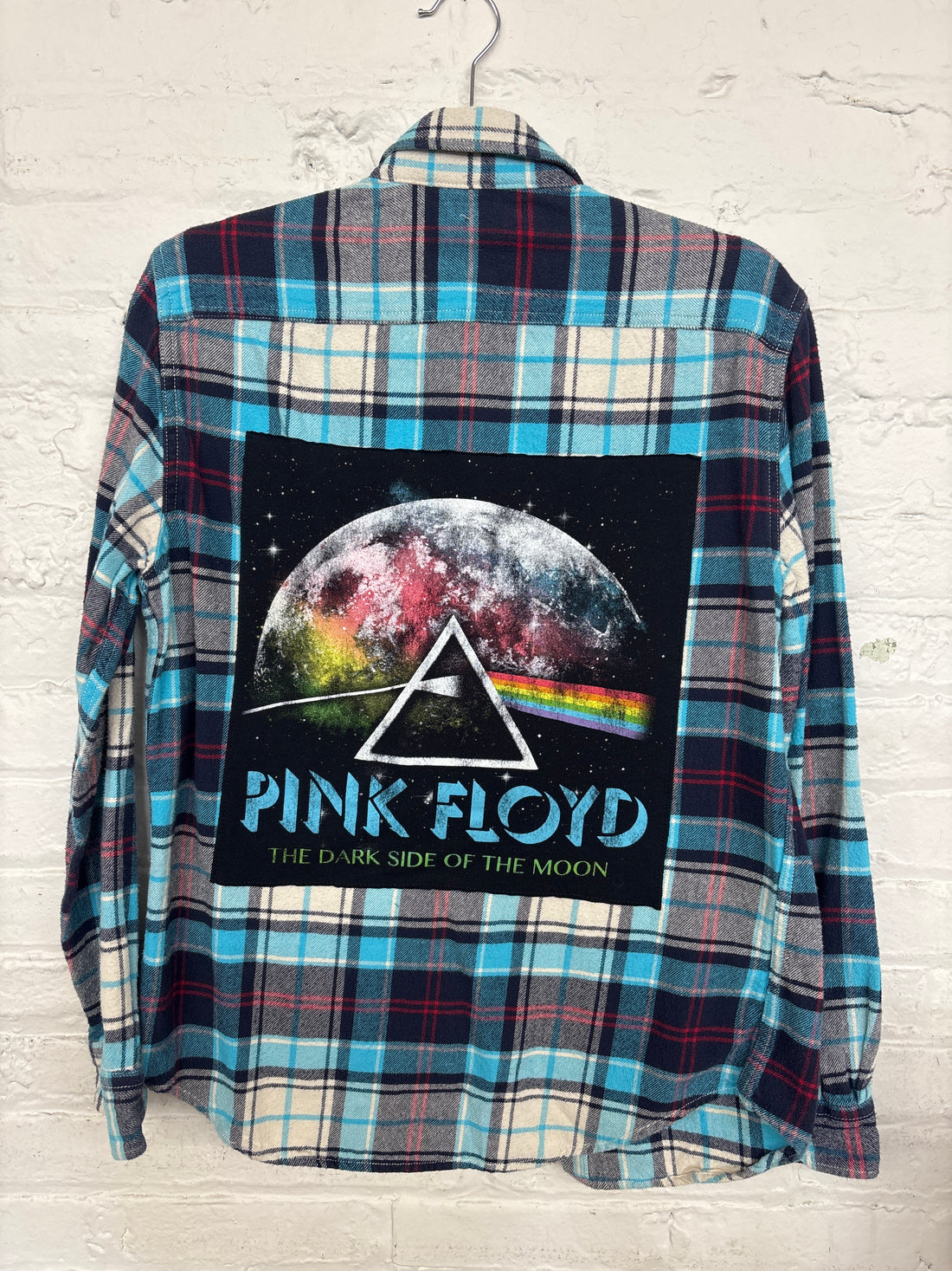 Repurposed Flannel Shirt with Dark Side of the Moon Patch