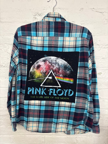 Repurposed Flannel Shirt with Dark Side of the Moon Patch