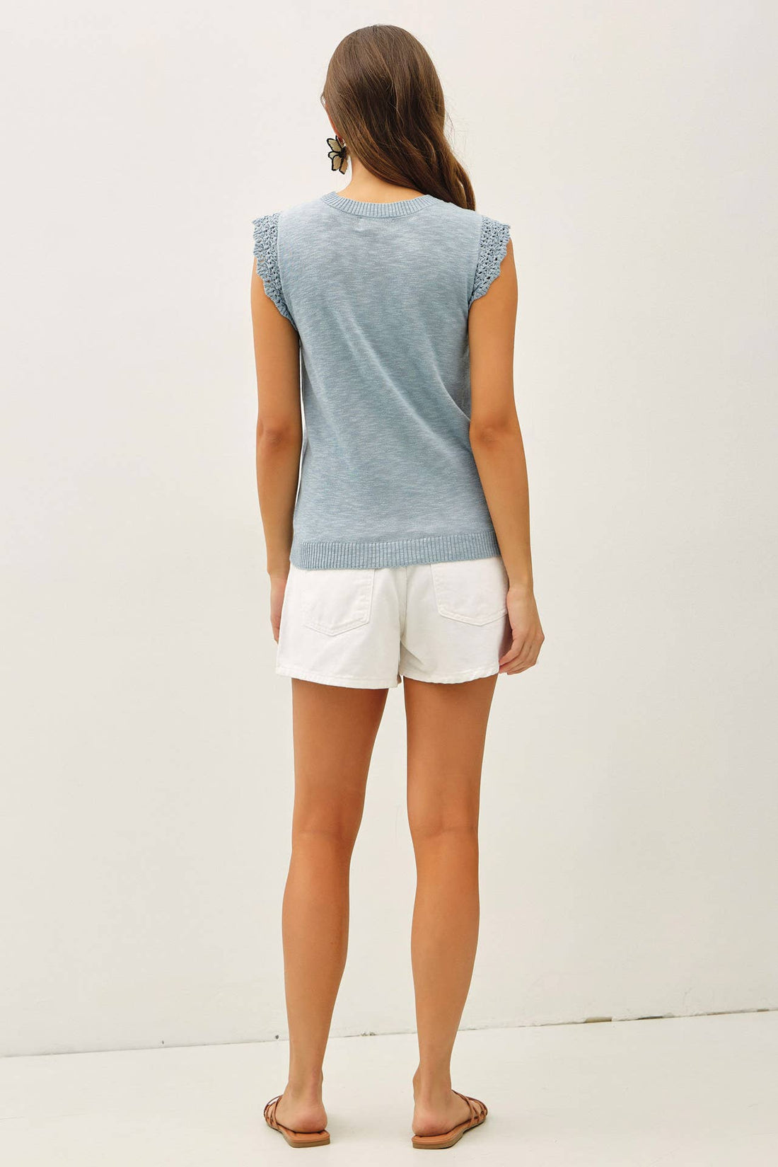 Crochet Ruffle Top - Blue