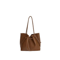 Slouchy Tote and Pouch Set with Knot Ties - Brown