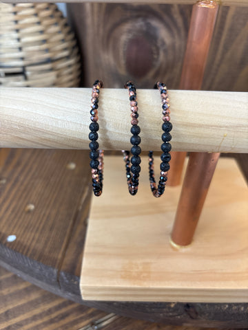 Lava Diffuser Stackable Bracelet - Copper + Black