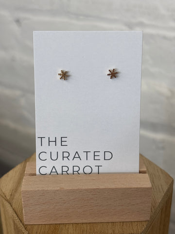 Gold Snowflake Tiny Stud Earrings