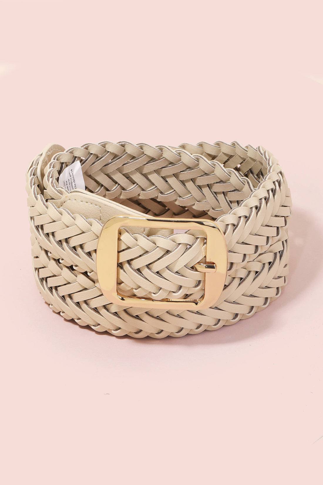 Vegan Leather Braided Belt: Ivory