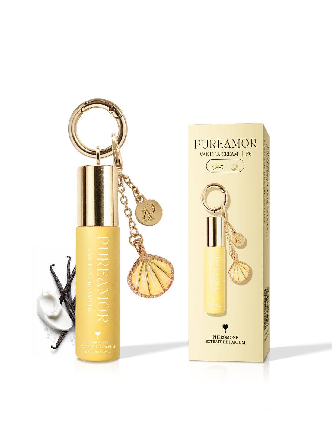Vanilla Cream | Roll-on Pheromone Keychain Perfume - 6ml: Seashell Clip