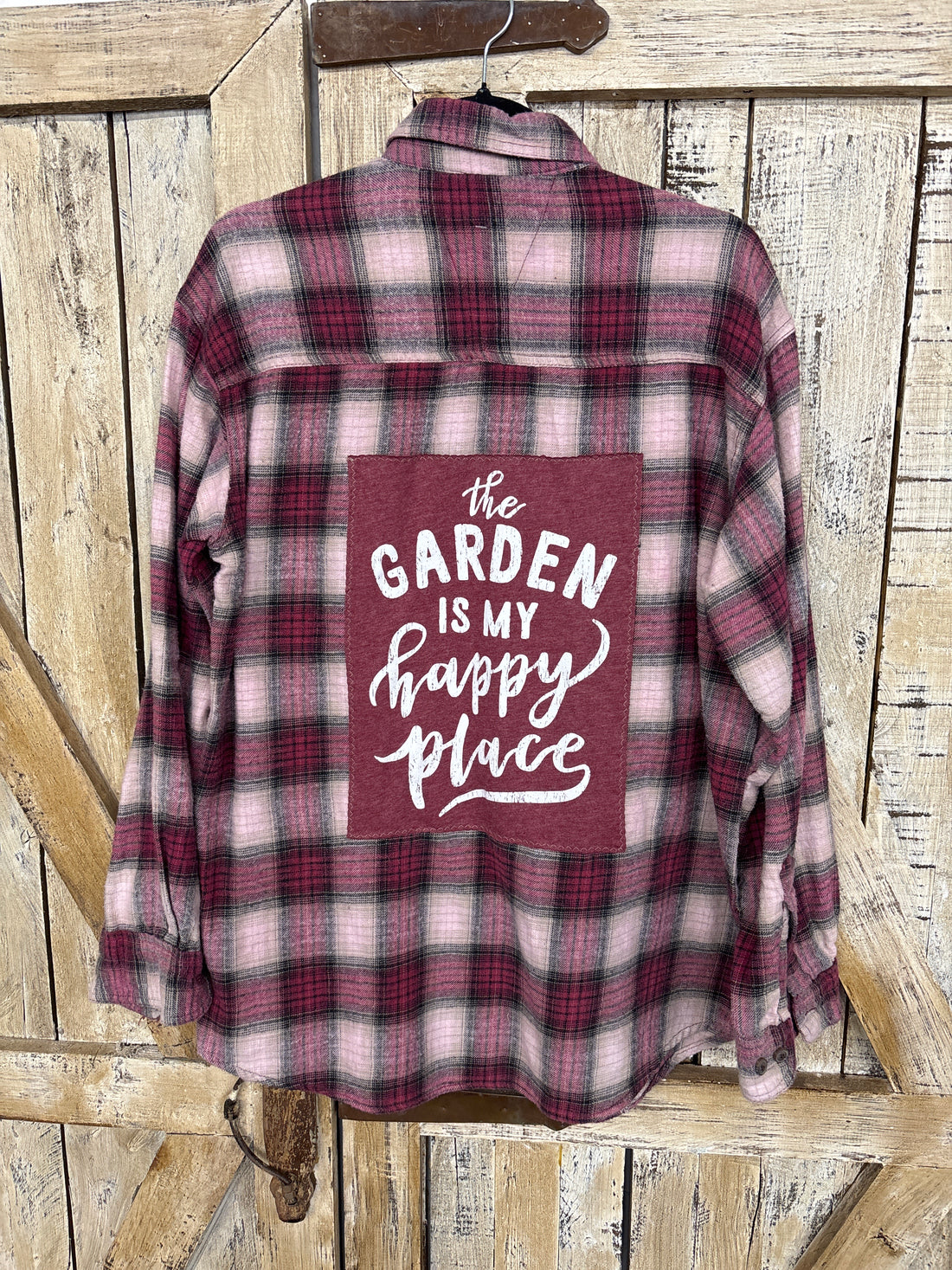 Repurposed Flannel Shirt with Garden Patch