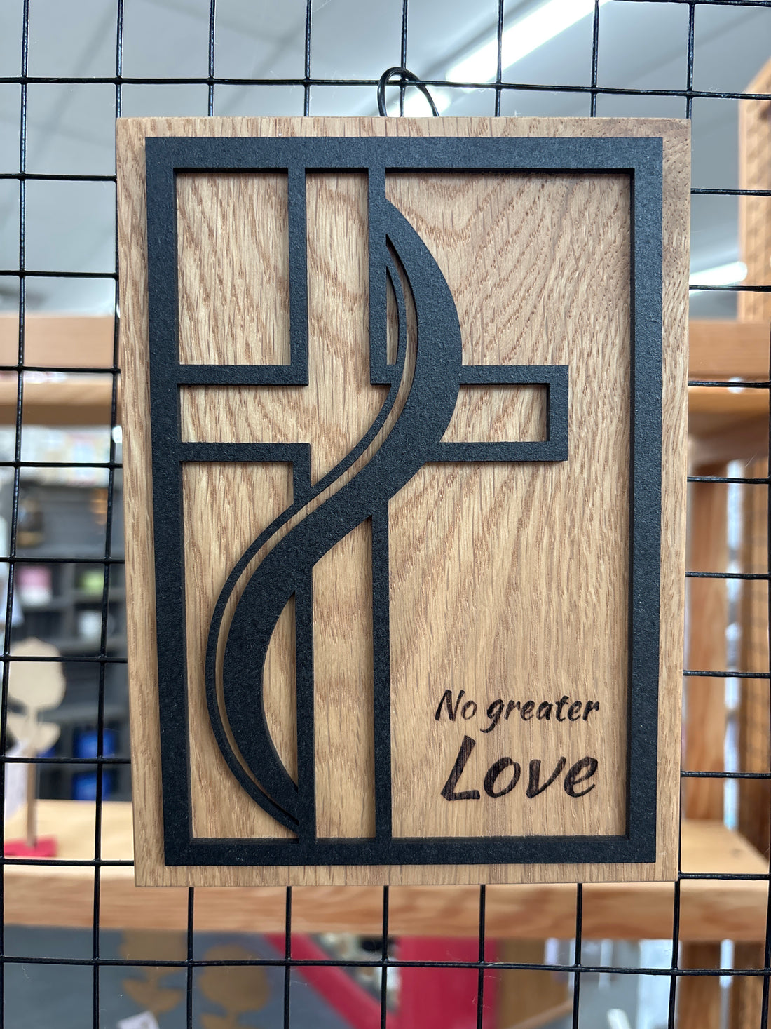 Black Cross Wooden Laser Sign