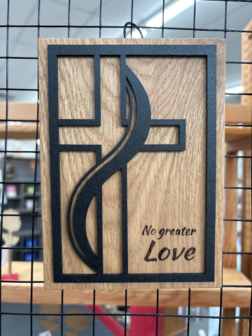 Black Cross Wooden Laser Sign