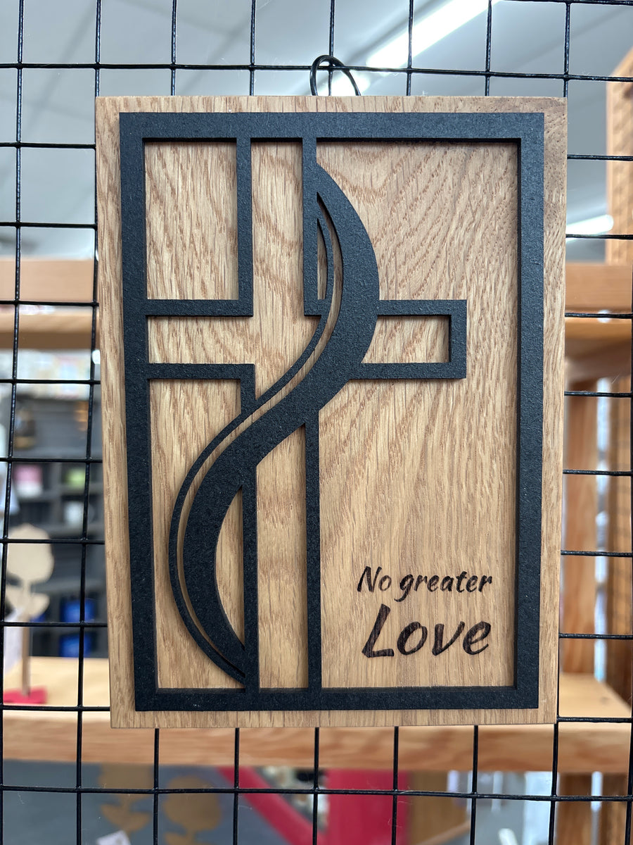 Black Cross Wooden Laser Sign