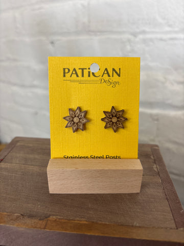 Laser Engraved Earrings - Flower