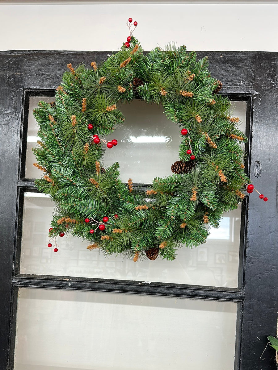 Wreath With Berries + Pinecones