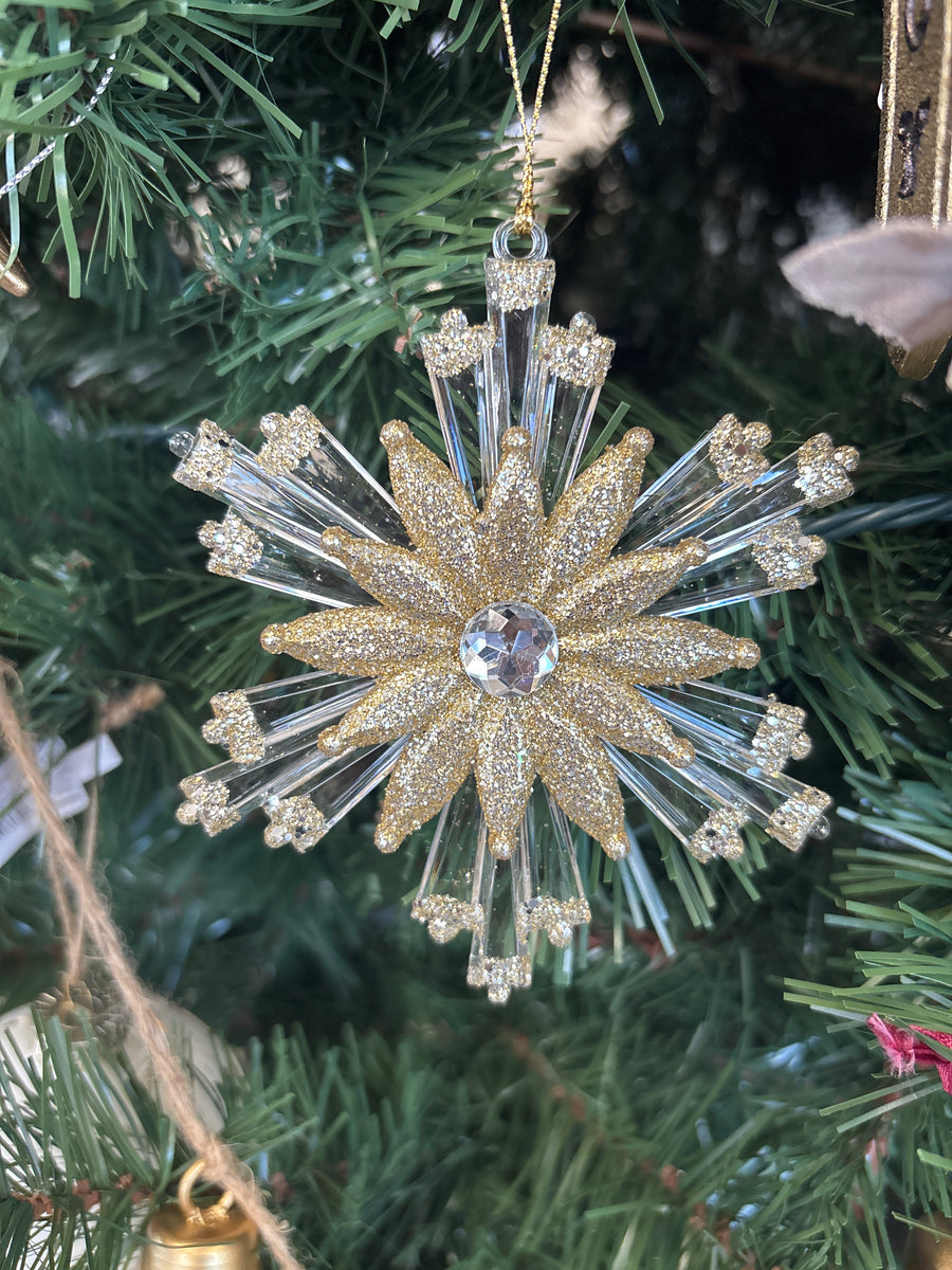 Gold Flower Snowflake Ornament