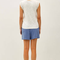 Crochet Ruffle Top - White