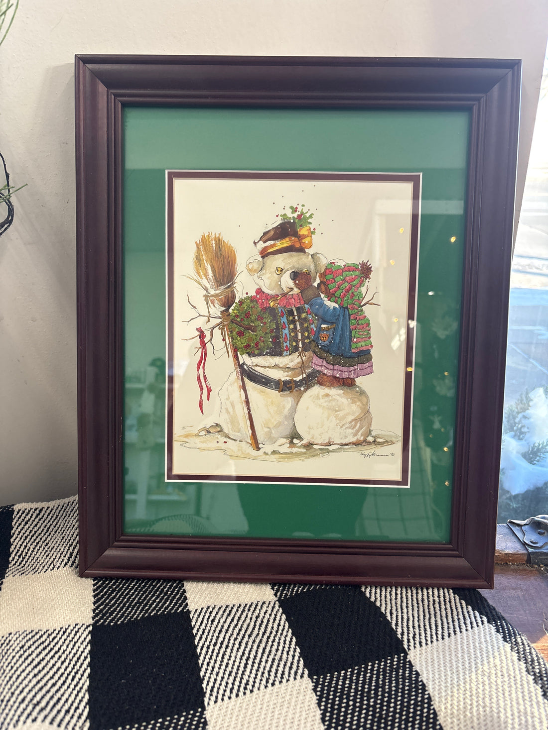 Building a Bear Snowman Framed Print