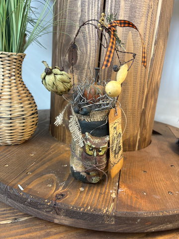 Owl + Pumpkin Decorative Jar