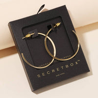 Secret Box Metallic Open Hoop Earrings - Gold