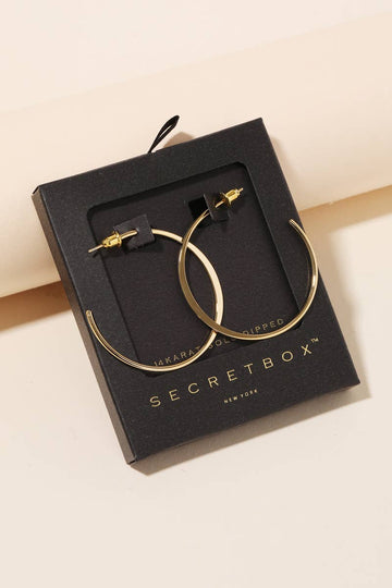Secret Box Metallic Open Hoop Earrings - Gold