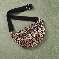 Quilted Leopard Print Sling Belt Bag: Leopard