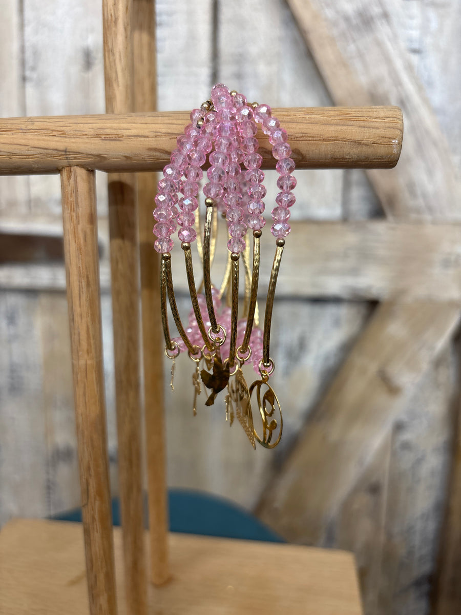 Light Pink Beaded Charm Bracelet