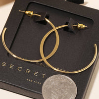 Secret Box Metallic Open Hoop Earrings - Gold