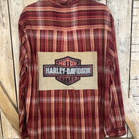 Repurposed Flannel Shirt with Harley Patch