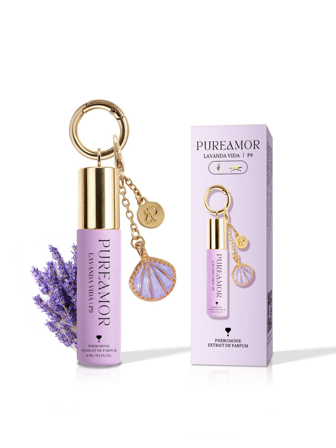 Lavanda Vida | Roll-on Pheromone Keychain Perfume Oil - 6ml: Seashell Clip