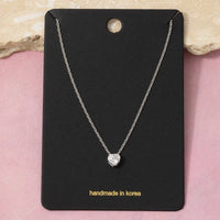 Heart Cz Pendant Chain Necklace: Silver