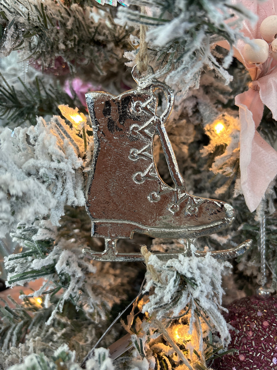 Silver Ice Skate Ornament