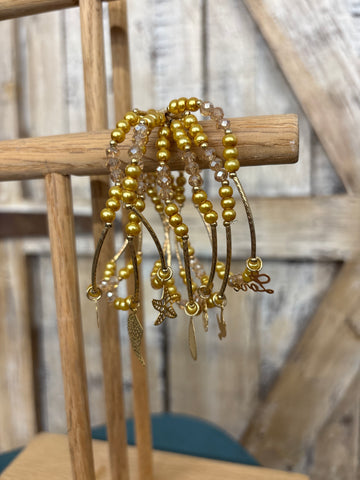 Gold Beaded Charm Bracelet
