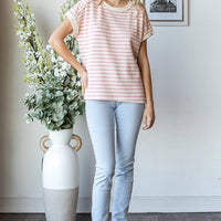 Pink Stripe Short Sleeve Top
