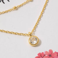 Gold Dipped Dainty Chain Layered Cz Charm Necklace: Gold