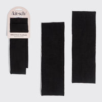 Recycled Fabric Ribbed Elastic Headbands 2pc Set - Black