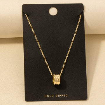 Gold Dipped Dainty Ring Pendant Necklace - Gold