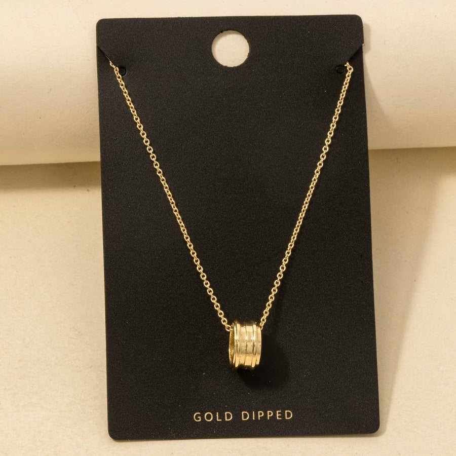 Gold Dipped Dainty Ring Pendant Necklace - Gold