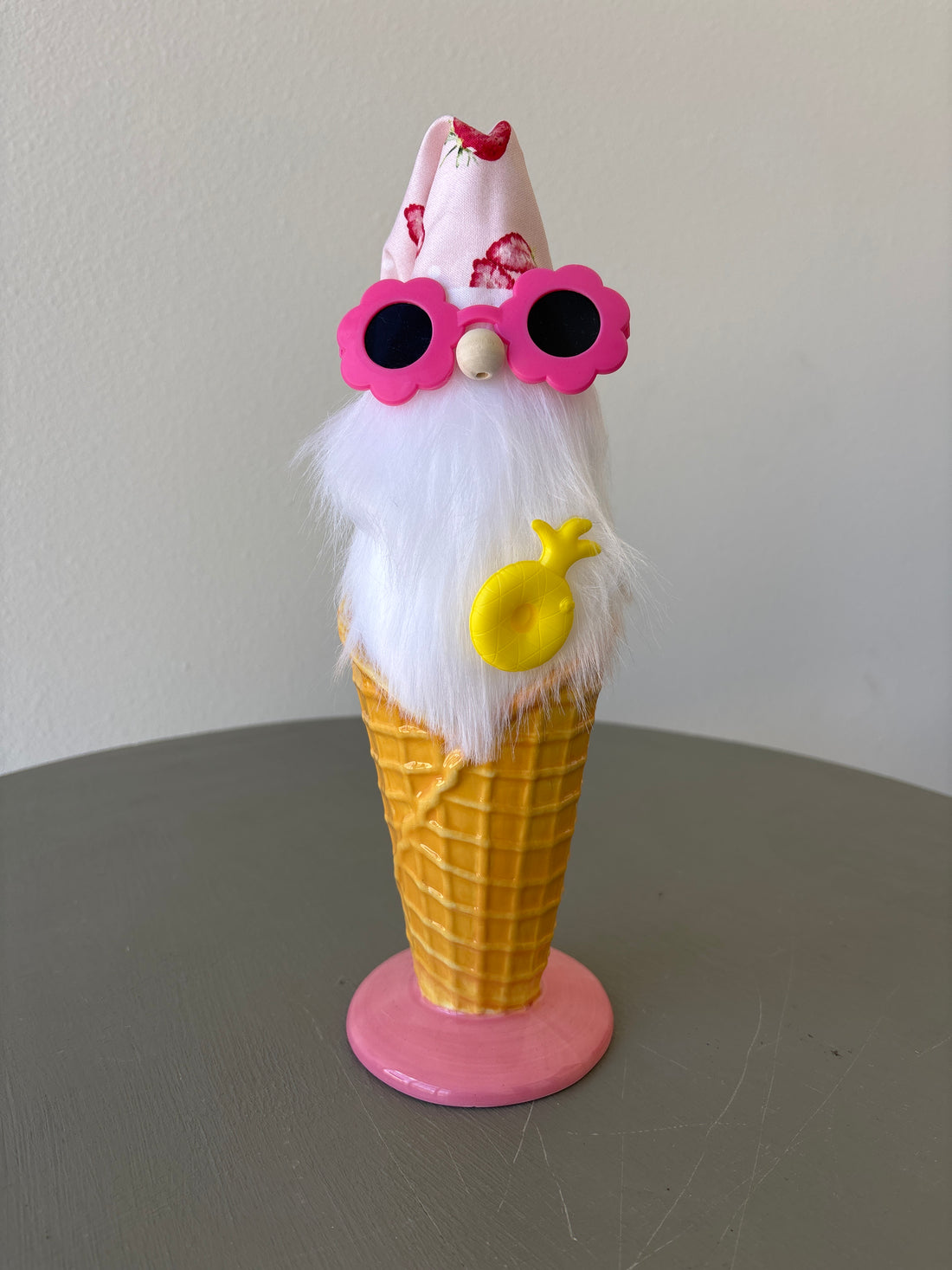 Pink Ice Cream Teacup Gnome