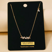 Gold Dipped Cubic Zirconia Butterflies Pendant Necklace