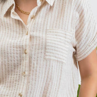 Stripe Linen Top - Khaki