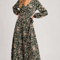 The Forest Reverie Wrap Dress - Hunter Green