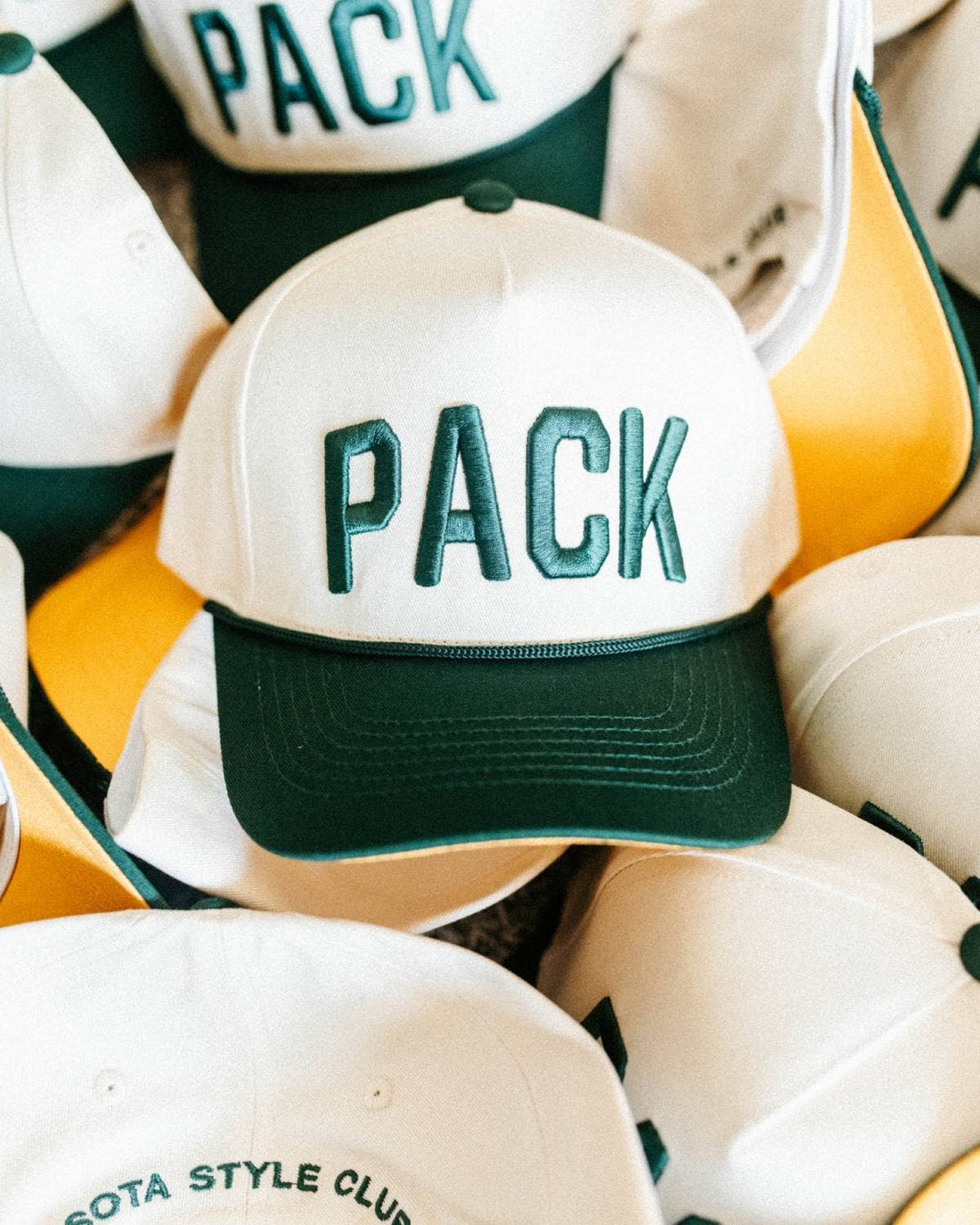 PACK - Foot Ball Trucker Hat Green, Yellow, & Cream