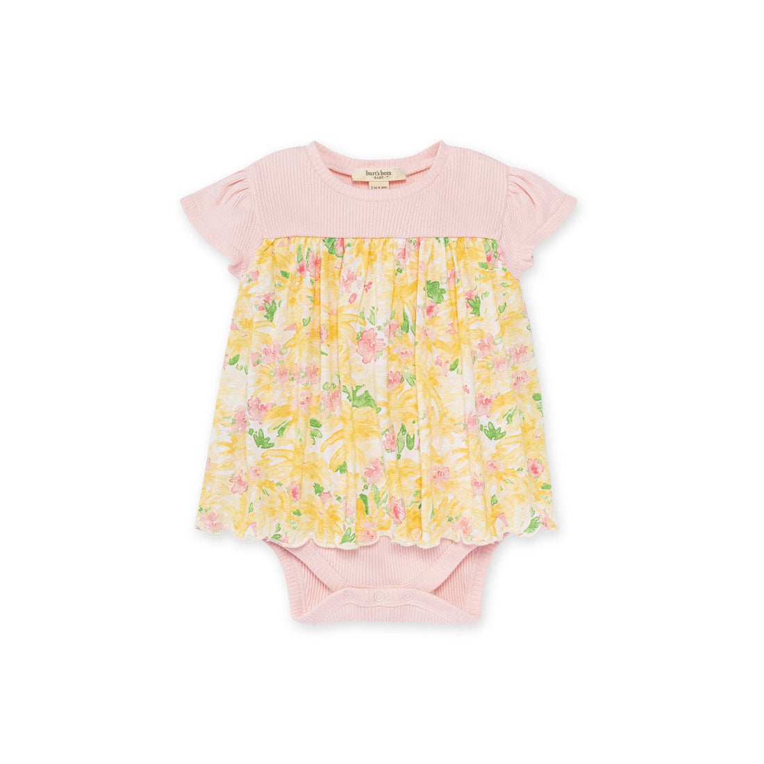 Daisy Floral Ribbed Infant Bodysuit Dress: Dawn