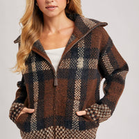 Plaid Knit Jacket