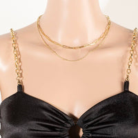 Dainty Mixed Layered Classic Chain Necklace: Gold