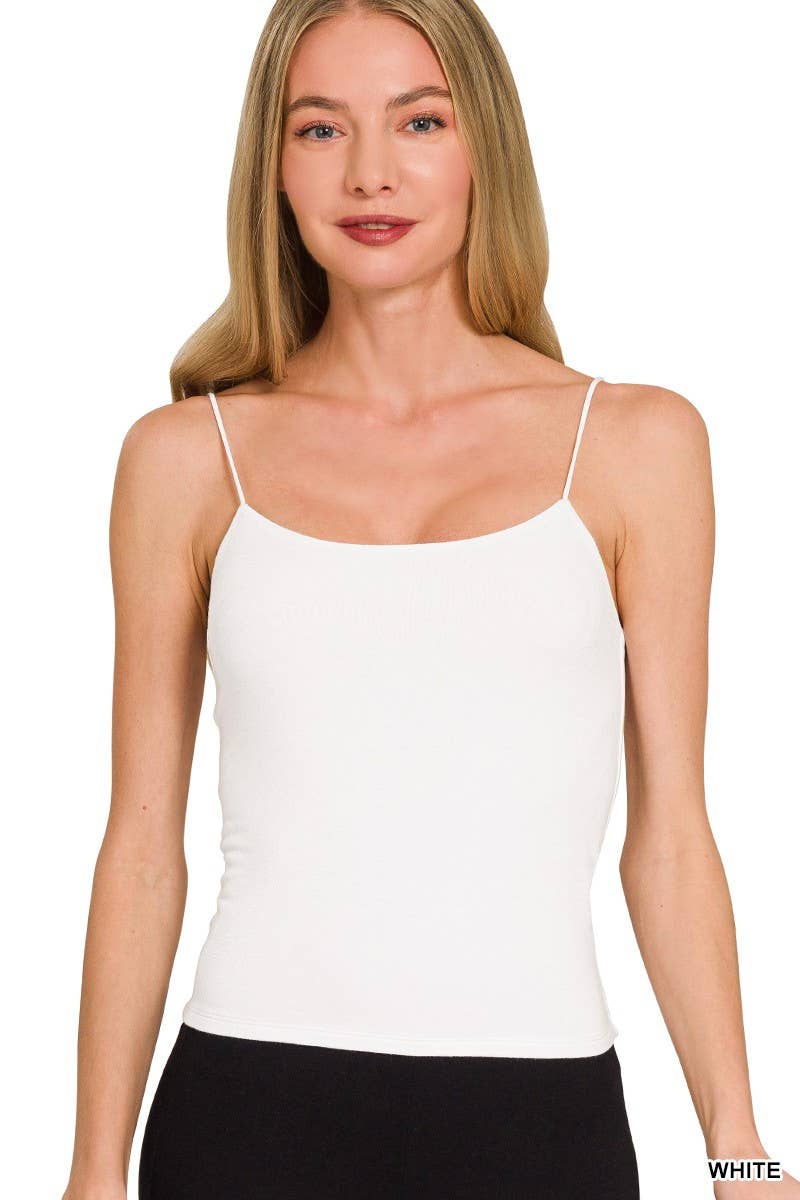 Double Layered Spaghetti Cami - White