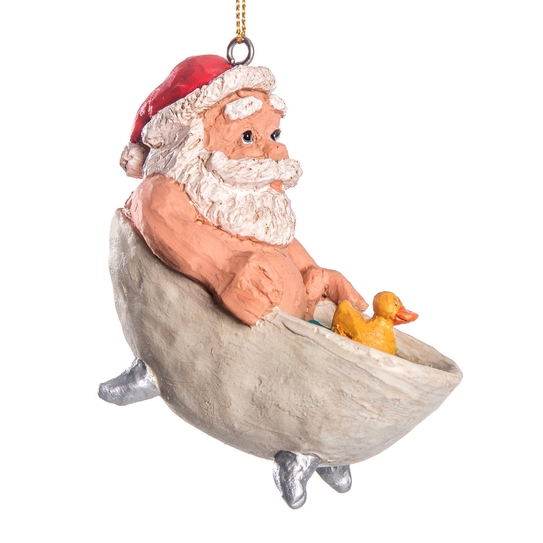 Santa In A Tub Christmas Ornament