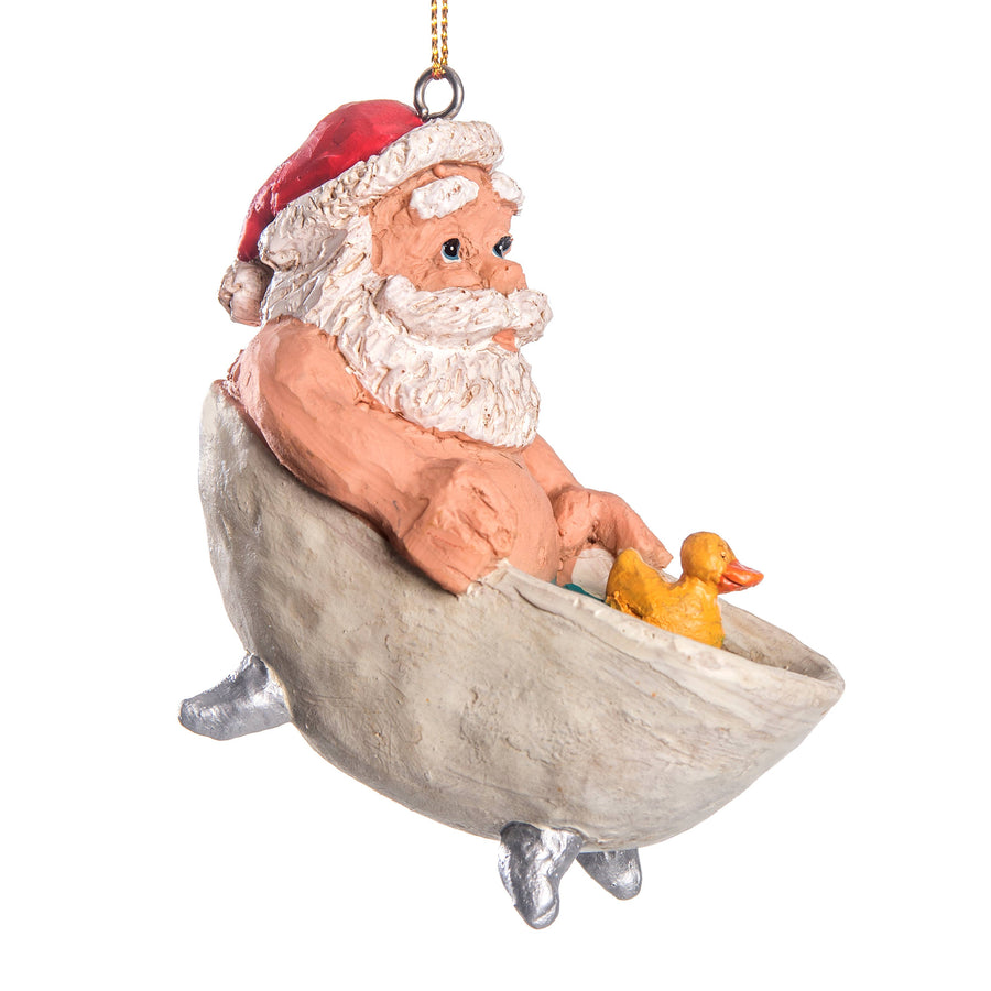Santa In A Tub Christmas Ornament