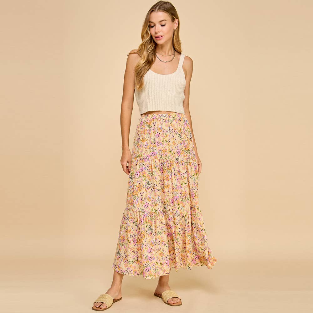 Yellow Floral Maxi Skirt